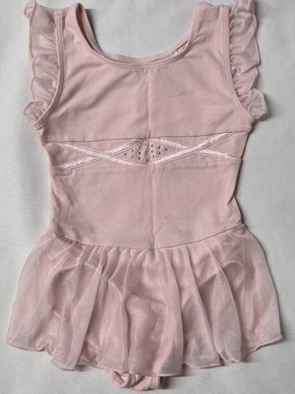 Girl's 4/5 Freestyle by Danskin Pink Rhinestone Leotard Dress